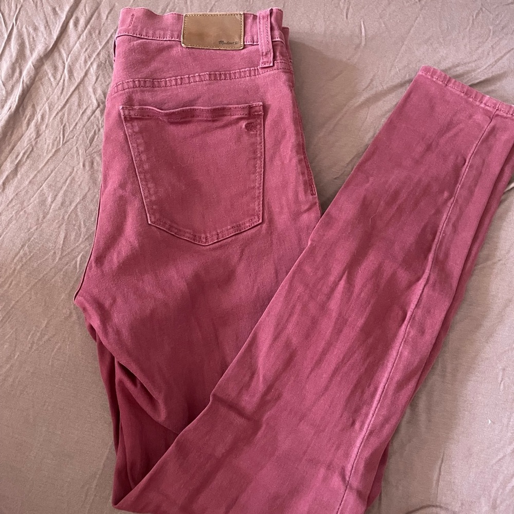 Wine high waisted skinny jeans